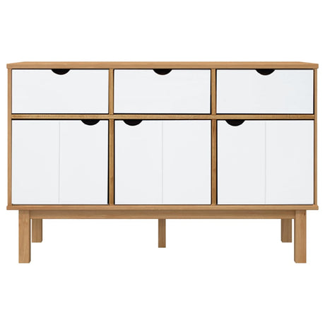 Vidaxl dressoir otta 114x43x73,5 cm massief grenenhout bruin en wit