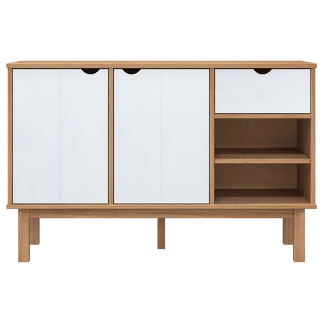Vidaxl dressoir otta 114x43x73,5 cm massief grenenhout bruin en wit