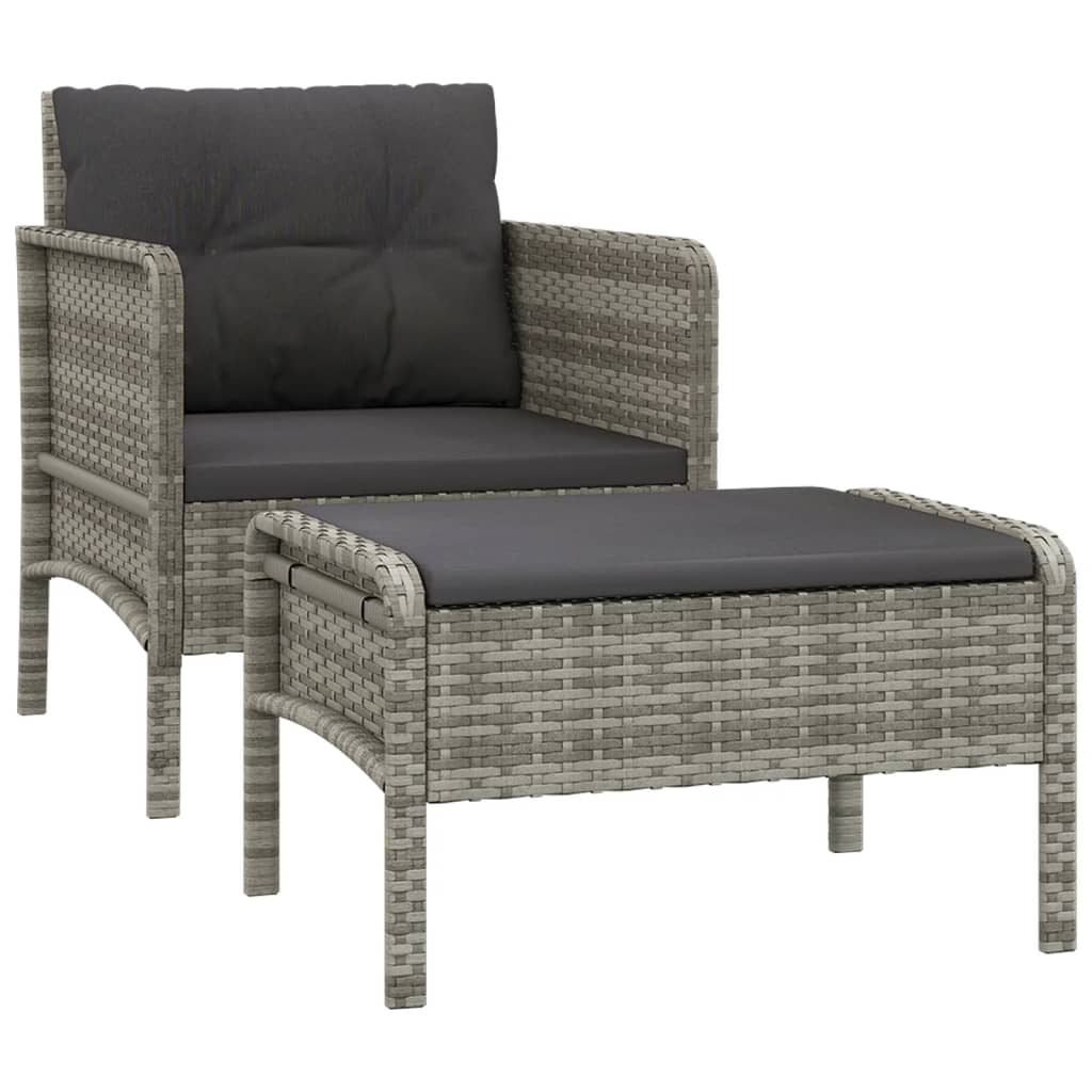 Vidaxl 2-delige loungeset met kussens poly rattan grijs