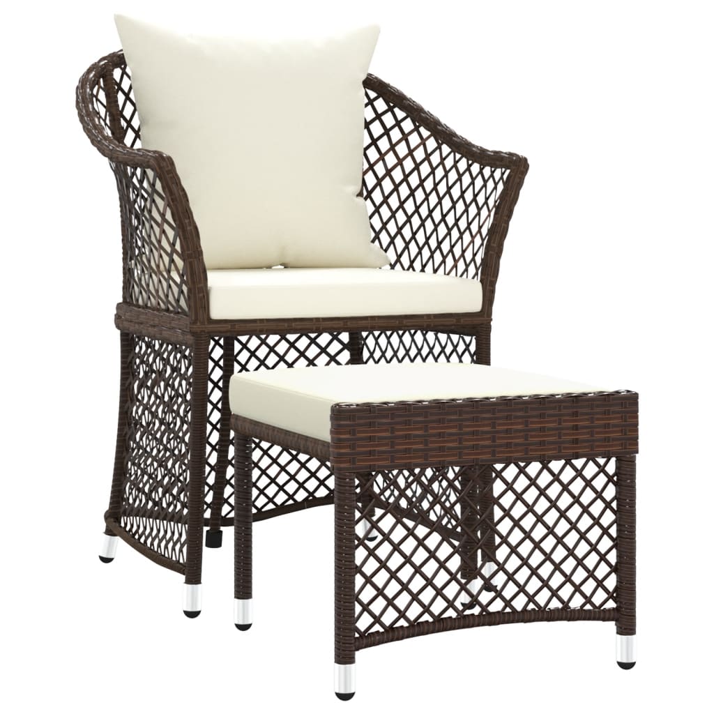 Vidaxl 2-delige loungeset met kussens poly rattan bruin