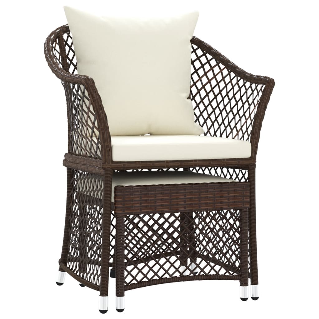 Vidaxl 2-delige loungeset met kussens poly rattan bruin