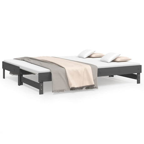 Vidaxl slaapbank uitschuifbaar massief grenenhout grijs 2x(100x200) cm