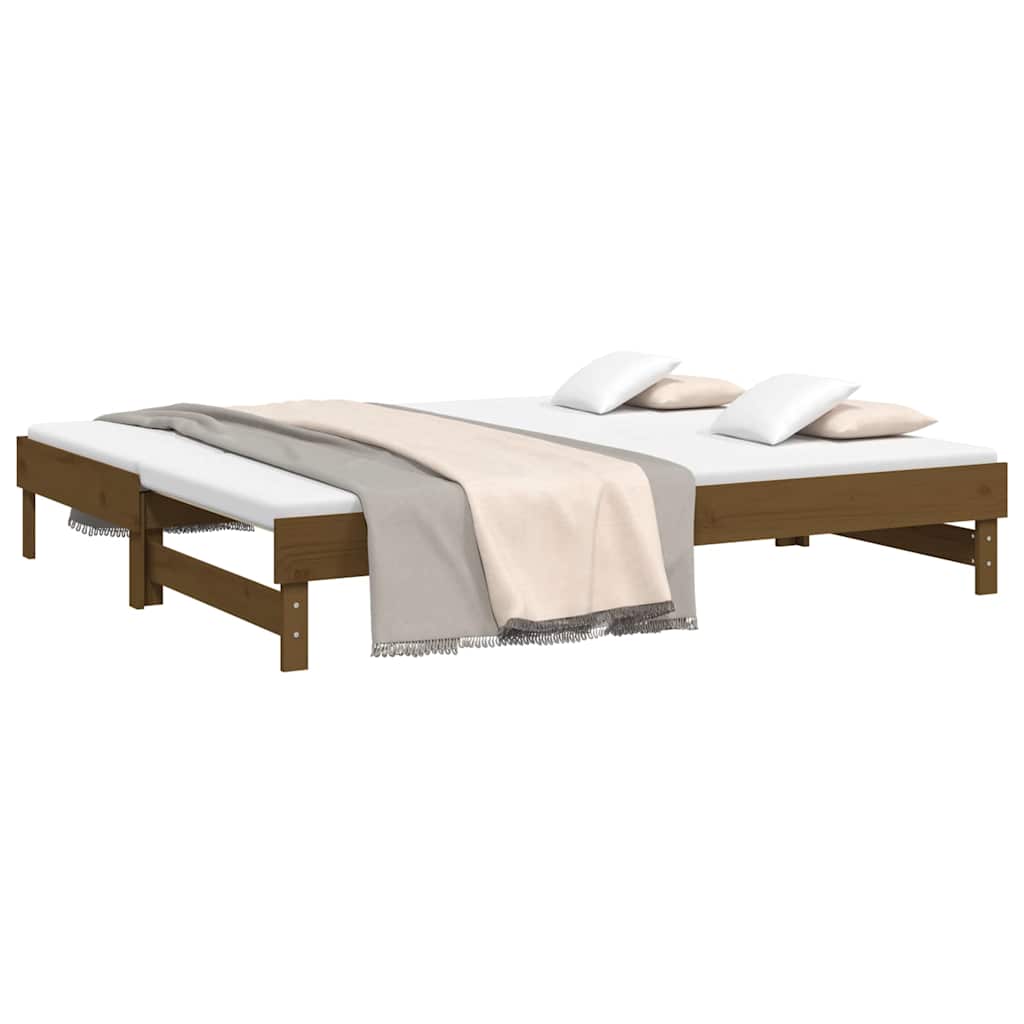 Vidaxl slaapbank uitschuifbaar grenenhout honingbruin 2x(100x200) cm