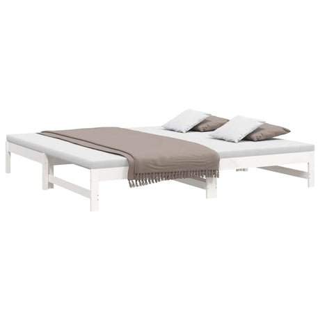 Vidaxl slaapbank uitschuifbaar 2x(100x200) cm massief grenenhout wit