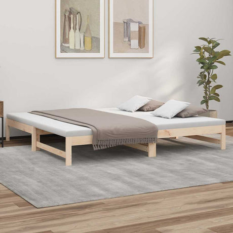 Vidaxl slaapbank uitschuifbaar 2x(80x200) cm massief grenenhout