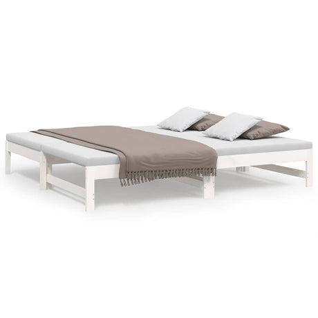 Vidaxl slaapbank uitschuifbaar massief grenenhout wit 2x(75x190) cm