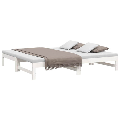 Vidaxl slaapbank uitschuifbaar massief grenenhout wit 2x(75x190) cm