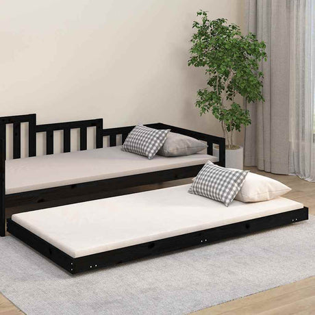 Vidaxl bedframe massief grenenhout zwart 100x200 cm