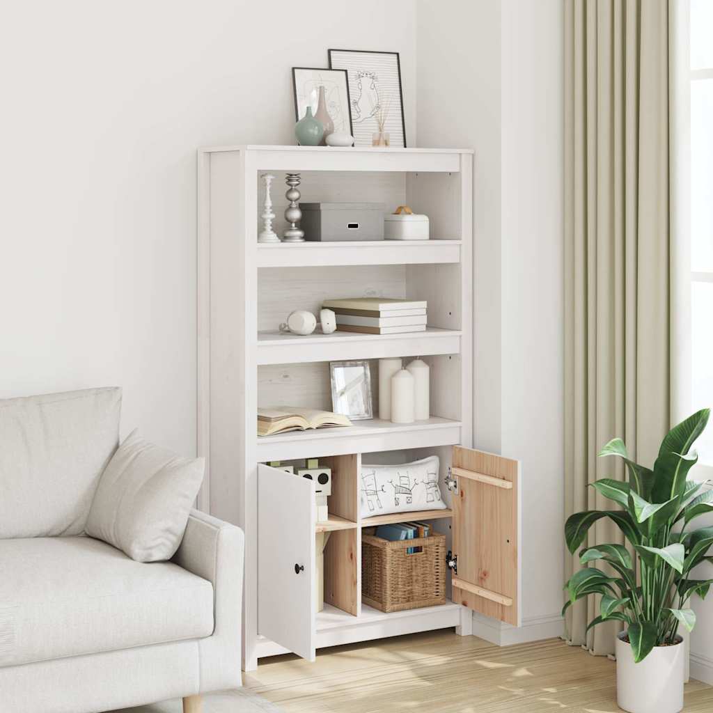 Vidaxl hoge kast 80x35x154 cm massief grenenhout wit