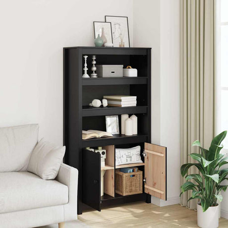 Vidaxl hoge kast 80x35x154 cm massief grenenhout zwart