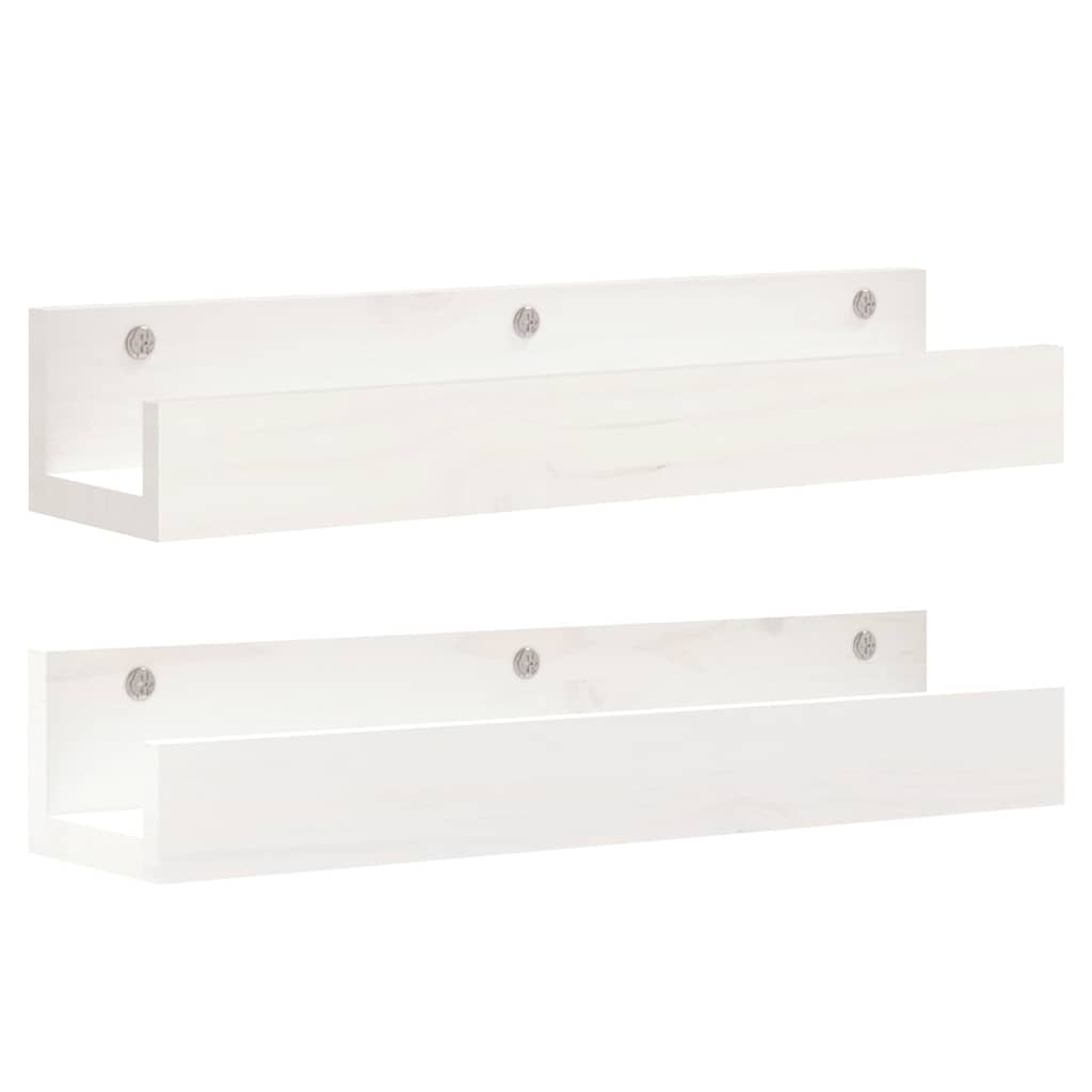 Vidaxl wandschappen 2 st 50x12x9 cm massief grenenhout wit