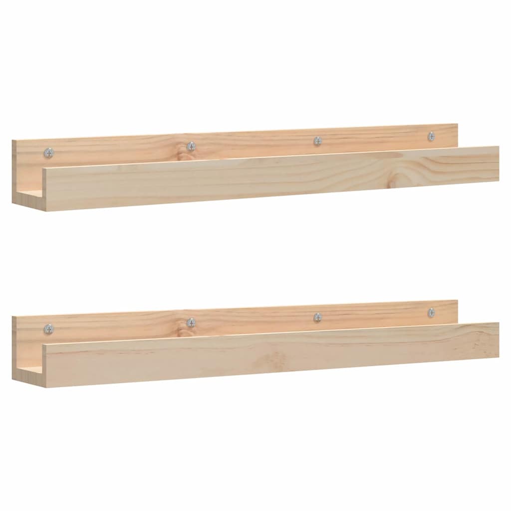 Vidaxl wandschappen 2 st 80x12x9 cm massief grenenhout