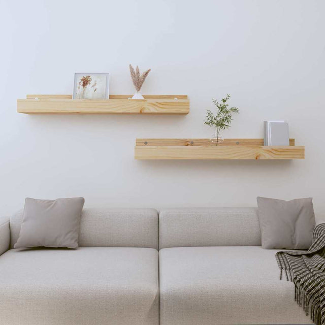 Vidaxl wandschappen 2 st 80x12x9 cm massief grenenhout