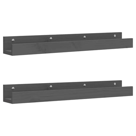 Vidaxl wandschappen 2 st 80x12x9 cm massief grenenhout grijs