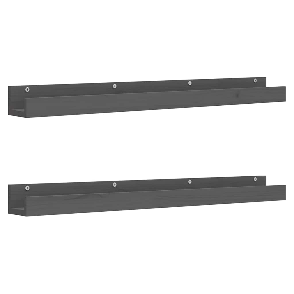 Vidaxl wandschappen 2 st 110x12x9 cm massief grenenhout grijs