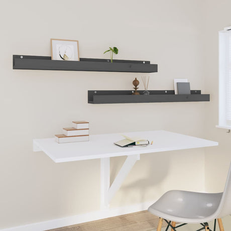 Vidaxl wandschappen 2 st 110x12x9 cm massief grenenhout grijs