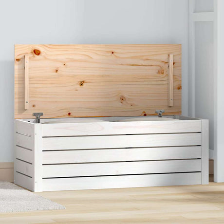 Vidaxl opbergbox wit 89x36,5x33 cm massief grenenhout