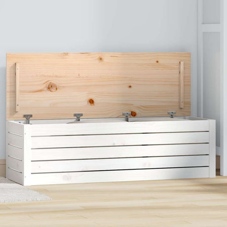 Vidaxl opbergbox wit 109x36,5x33 cm massief grenenhout