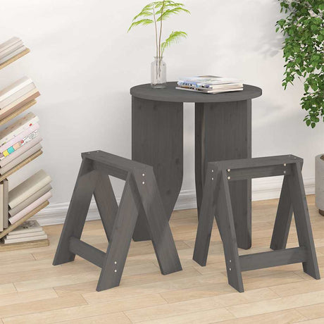 Vidaxl krukken 2 st 40x40x45 cm massief grenenhout grijs
