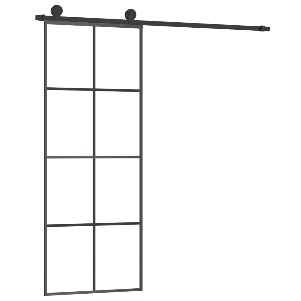 Vidaxl skjutdörr med smet 76x205 cm ESG -glas och aluminium