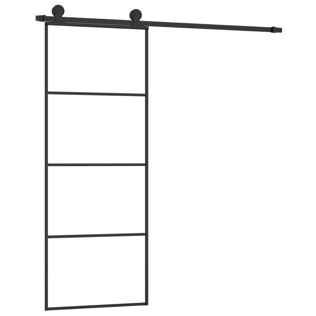 VidaXL Schuifdeur met beslag 76x205 cm ESG-glas en aluminium