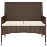 Vidaxl tuinbank 2-zits met kussens poly rattan bruin