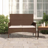 Vidaxl tuinbank 2-zits met kussens poly rattan bruin