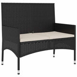Vidaxl tuinbank 2-zits met kussens poly rattan zwart