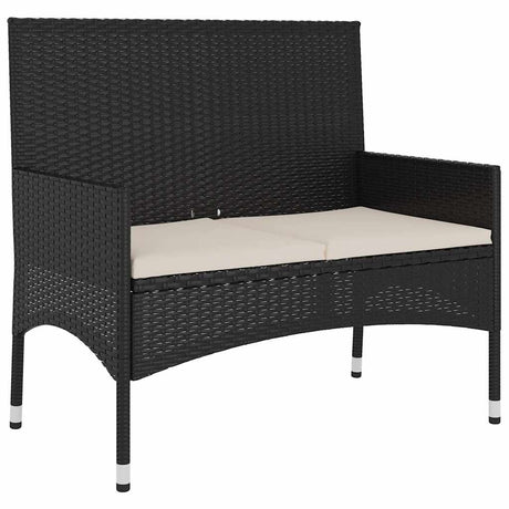 Vidaxl tuinbank 2-zits met kussens poly rattan zwart