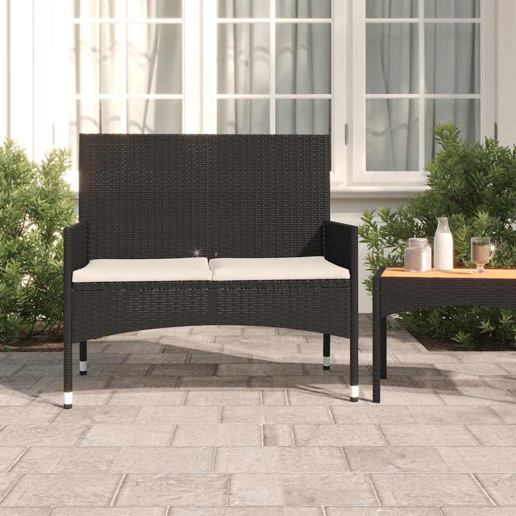 Vidaxl tuinbank 2-zits met kussens poly rattan zwart