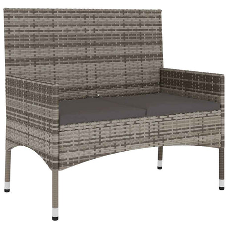 Vidaxl tuinbank 2-zits met kussens poly rattan grijs