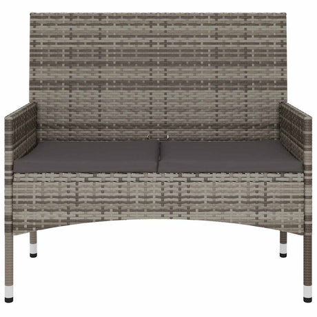 Vidaxl tuinbank 2-zits met kussens poly rattan grijs