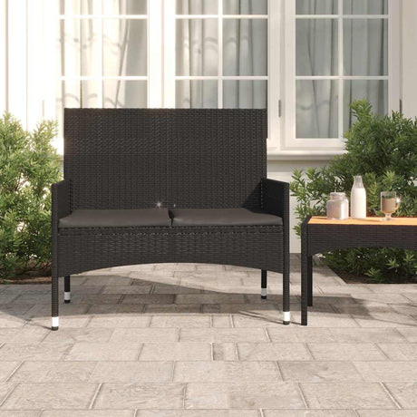 Vidaxl tuinbank 2-zits met kussens poly rattan zwart