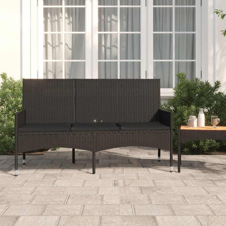 Vidaxl tuinbank 3-zits met kussens poly rattan zwart