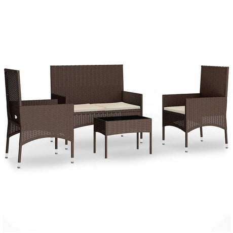 Vidaxl 4-delige loungeset met kussens poly rattan bruin