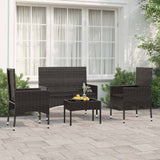 Vidaxl 4-delige loungeset met kussens poly rattan zwart
