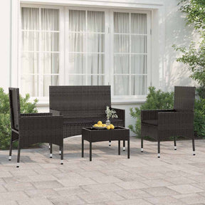 Vidaxl 4-delige loungeset met kussens poly rattan zwart