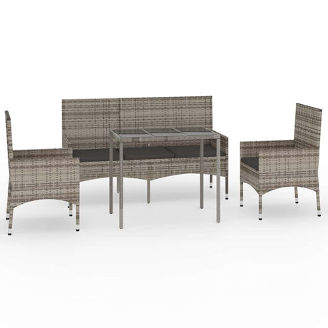 Vidaxl 4-delige loungeset met kussens poly rattan grijs