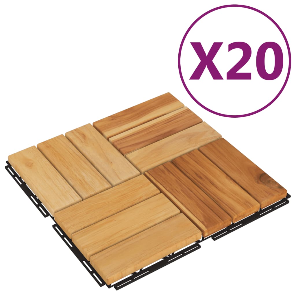 Vidaxl terrassefliser 20 stk 30x30 cm solid teak tre