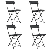 Vidaxl opklapbare stoelen, 4 stuks, zwart, van polyrotan en staal.