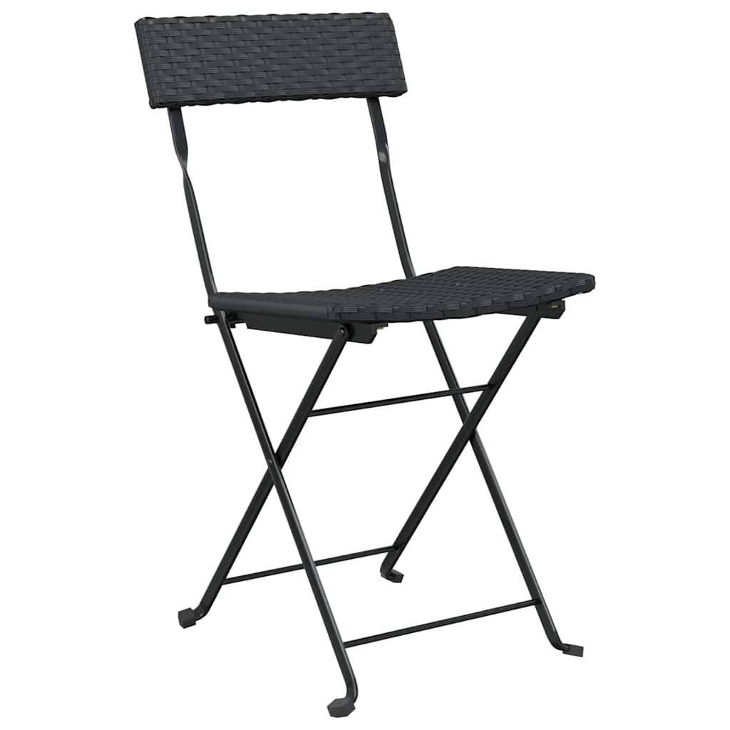 Vidaxl opklapbare stoelen, 4 stuks, zwart, van polyrotan en staal.