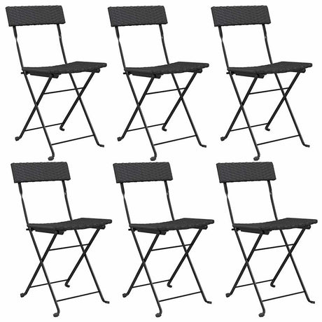 Vidaxl opklapbare stoelen, 6 stuks, zwart, van polyrotan en staal.