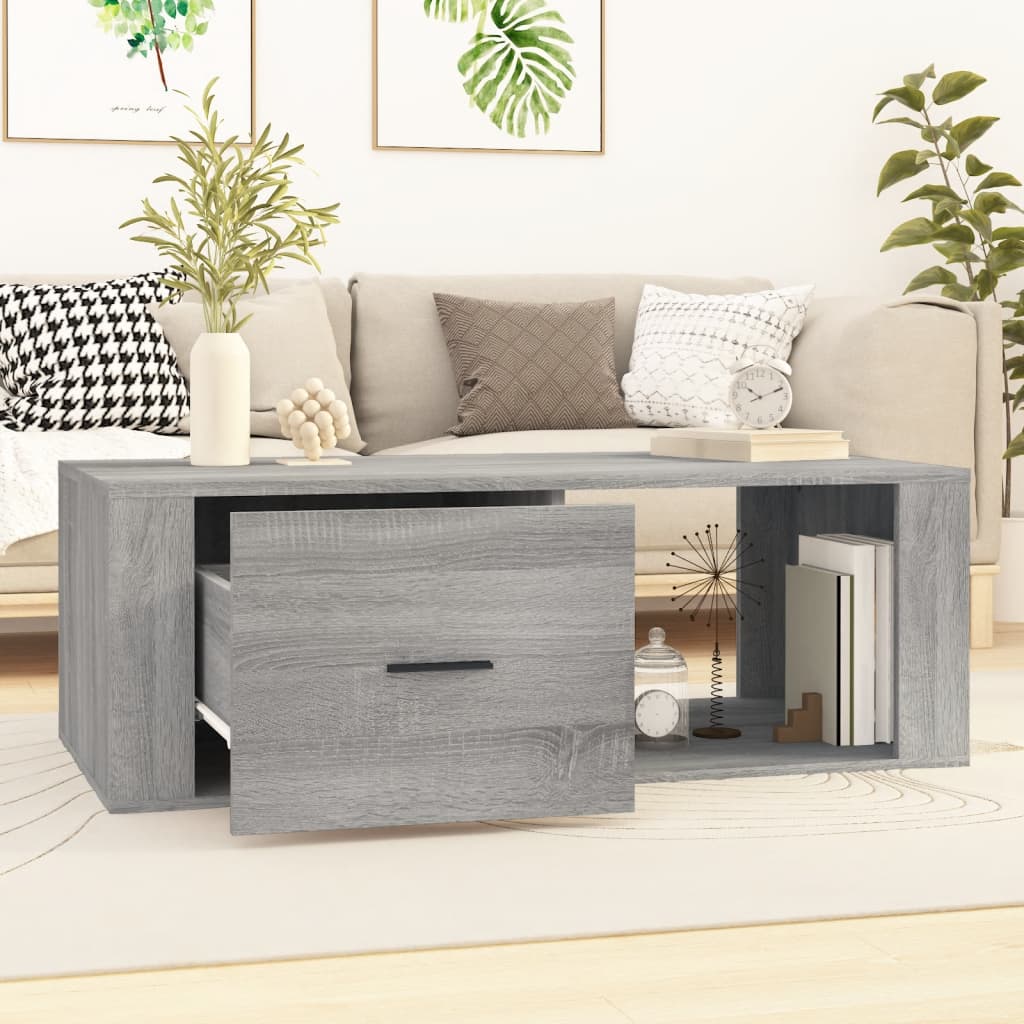 Vidaxl salontafel 100x50,5x35 cm bewerkt hout grijs sonoma eikenkleur