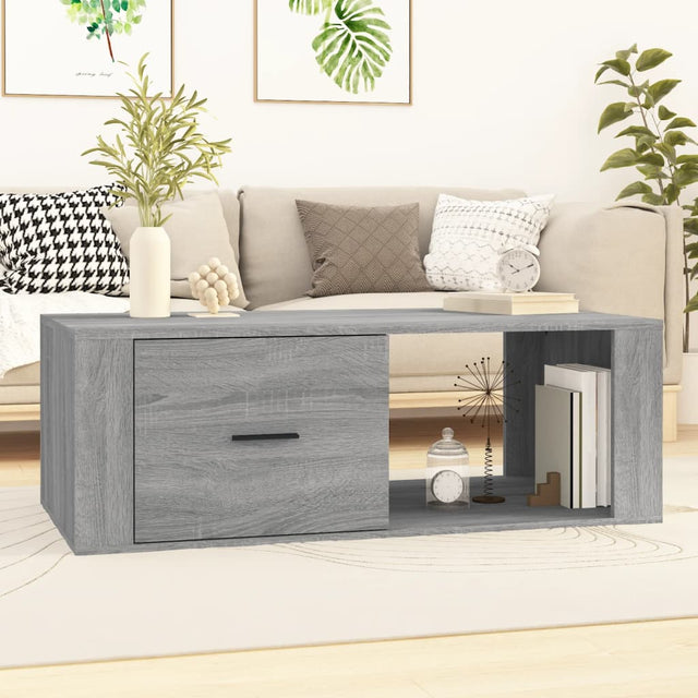 Vidaxl salontafel 100x50,5x35 cm bewerkt hout grijs sonoma eikenkleur