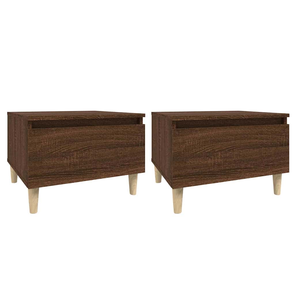Vidaxl bijzettafels 2 st 50x46x35 cm bewerkt hout bruin eikenkleur