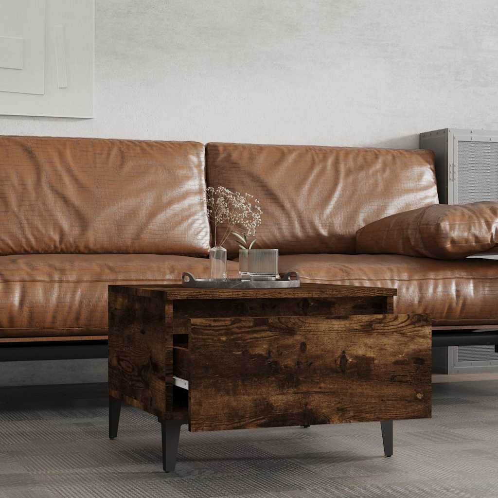 Vidaxl bijzettafels 2 st 50x46x35 cm bewerkt hout gerookt eikenkleurig