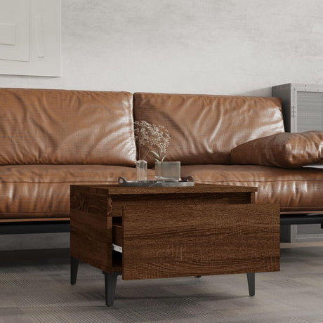 Vidaxl bijzettafel 50x46x35 cm bewerkt hout bruin eikenkleur