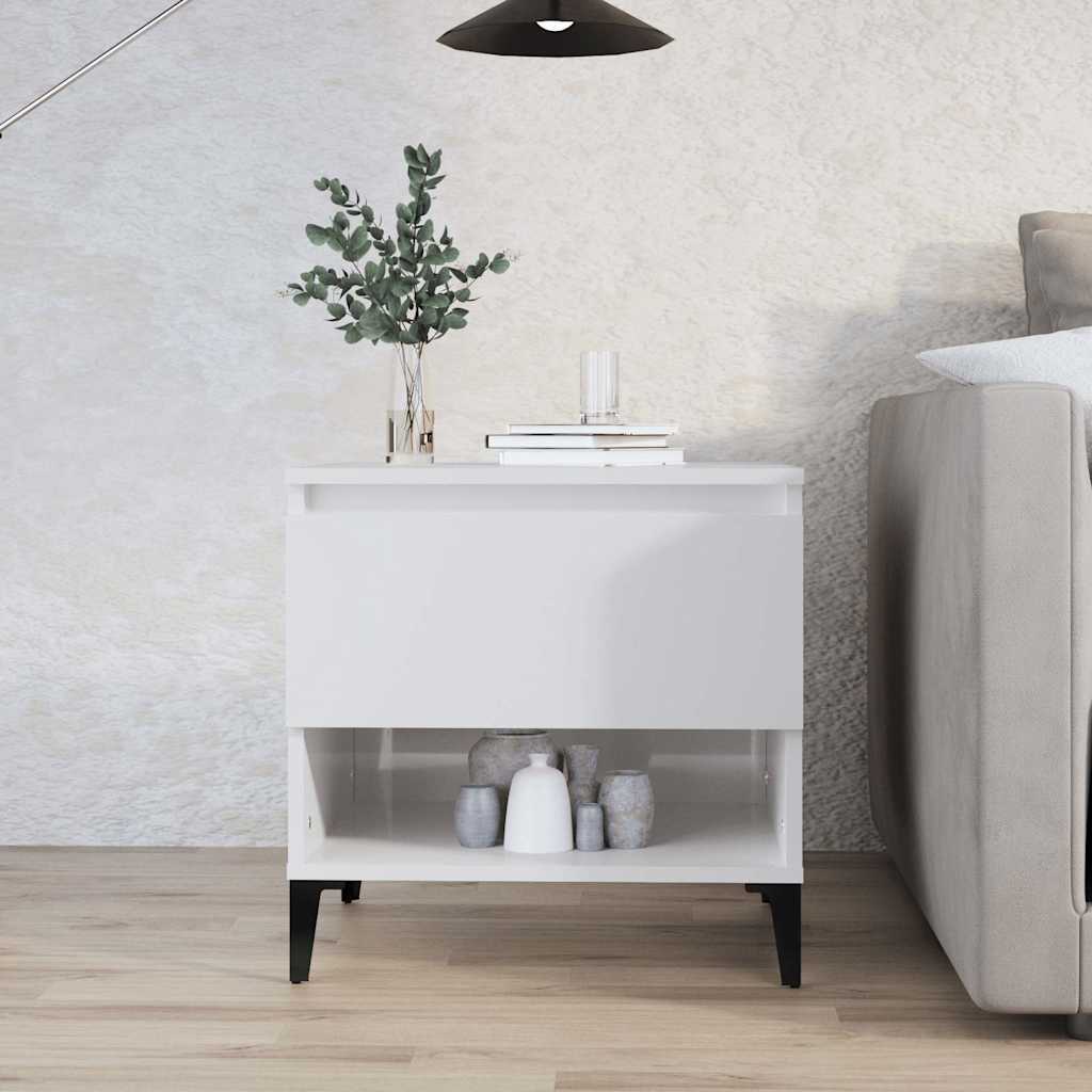 Vidaxl bijzettafel 50x46x50 cm bewerkt hout hoogglans wit