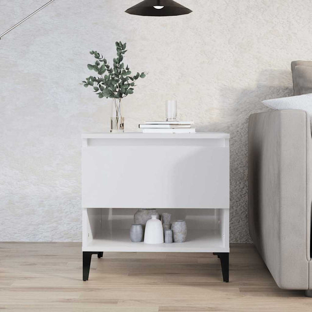 Vidaxl bijzettafel 50x46x50 cm bewerkt hout hoogglans wit