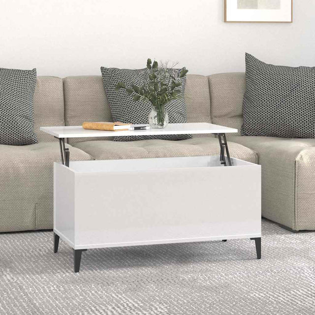 Vidaxl salontafel 90x44,5x45 cm bewerkt hout hoogglans wit